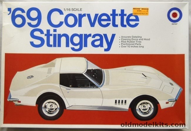 Entex 1/16 1969 Chevrolet Corvette Stingray, 9107 plastic model kit